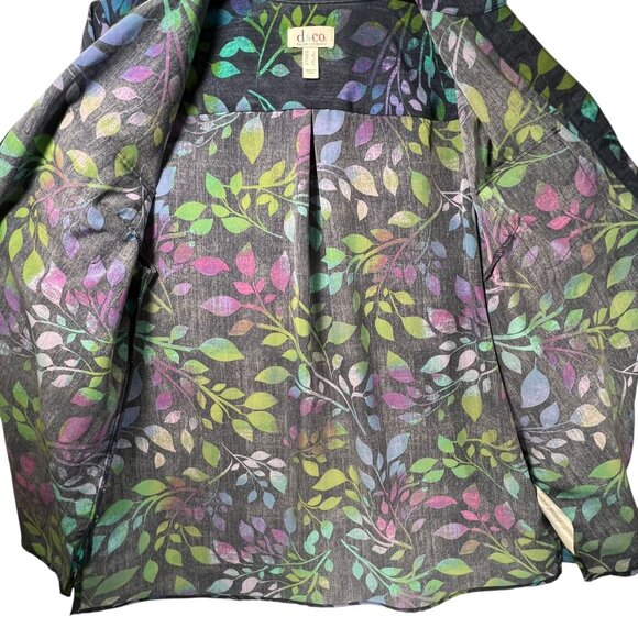 D & Co Button Up Shirt Multicolor Leaf Print Long Sleeve Large Denim Co Roll Tab - Picture 4 of 14